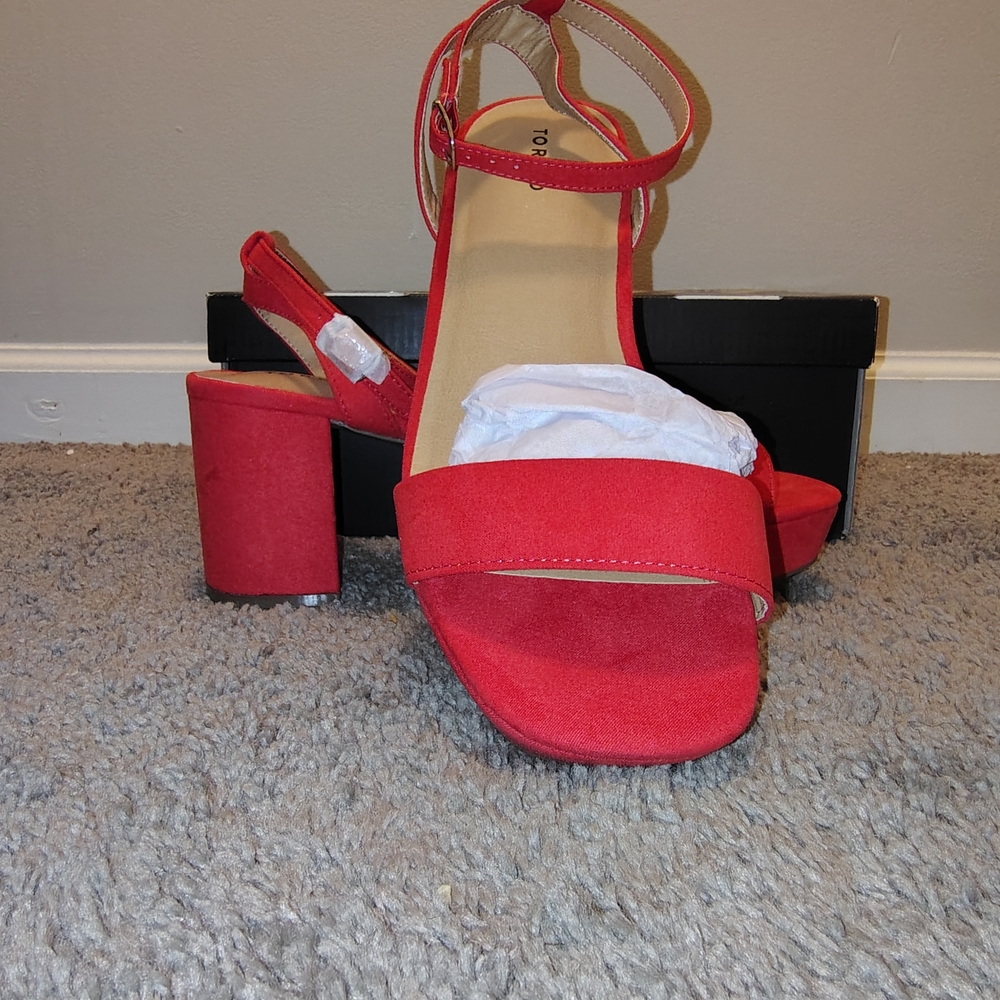 Torrid Red Strappy Block Heels